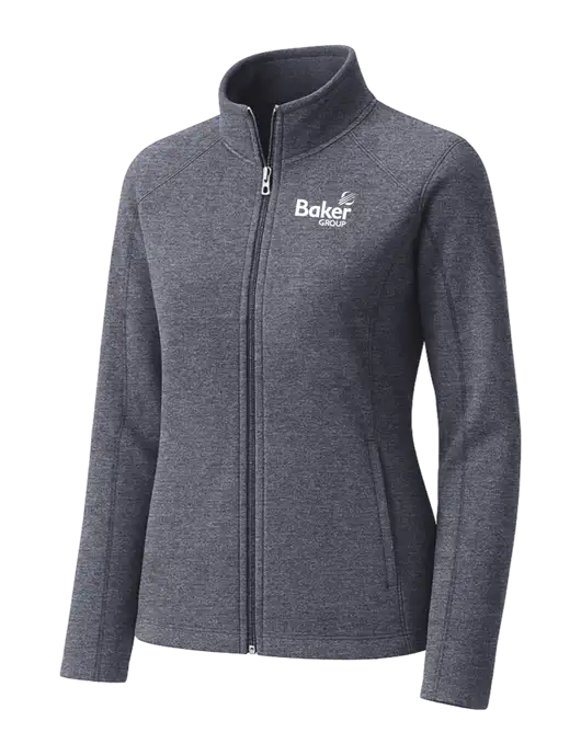 Light Navy Heather Womens Microfleece Full-Zip Jacket w/Baker Group Logo