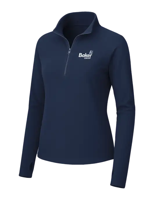 Womens Navy Microfleece 1/2 Zip Pullover w/Baker Group Logo