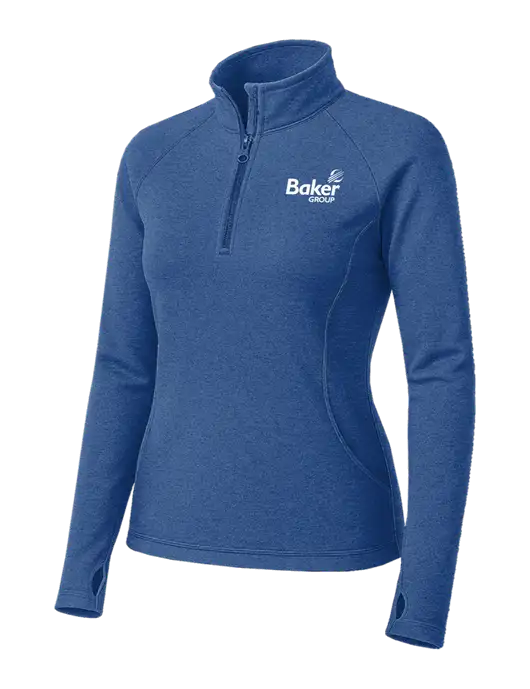 Royal Heather Womens Sport Wick Stretch 1/4 Zip Pullover w/Baker Group Logo