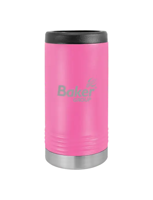 Polar Camel Powder Coated Pink Vacuum Insulated Slim Beverage Holder w/Baker Group Logo
