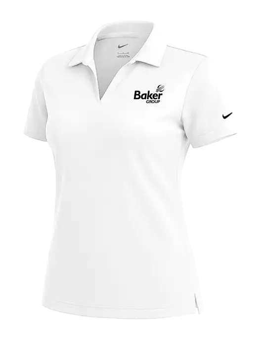 NIKE White Womens Dri-Fit Micro Pique Polo w/Baker Group Logo
