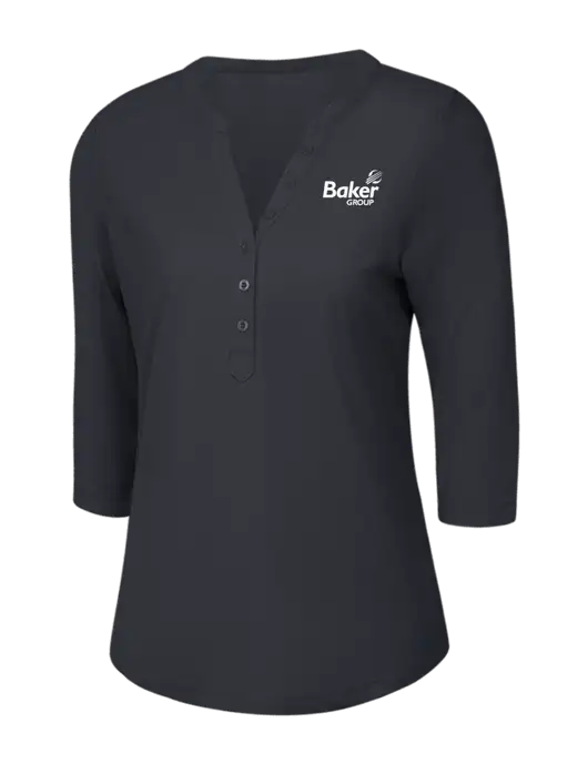 OGIO Charcoal Grey Jewel Henley w/Baker Group Logo