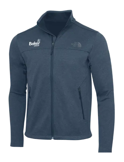North Face Light Navy Heather Ridgewall Soft Shell Jacket w/Baker Group Logo