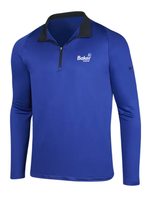 NIKE Deep Royal/Black Dry-Fit Stretch 1/2 Zip Cover-Up w/Baker Group Logo