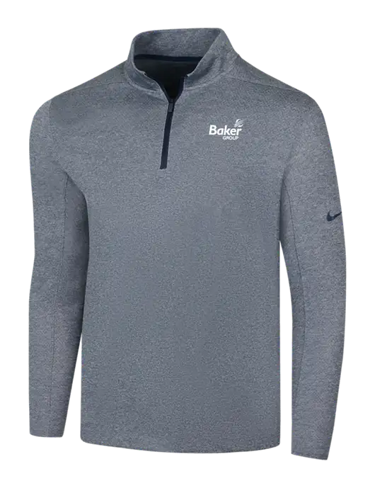 NIKE Navy Heather Dry 1/2 Zip Cover-Up w/Baker Group Logo