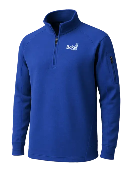 True Royal Tech Fleece 1/4 Zip Pullover w/Baker Group Logo