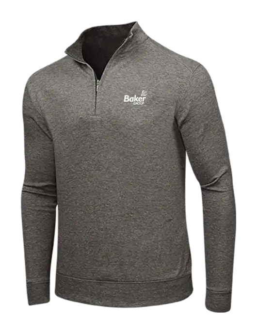 Charcoal Heather/Medium Heather Grey Interlock 1/4 Zip w/Baker Group Logo