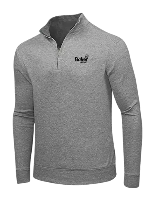 Medium Heather Grey/Charcoal Heather Interlock 1/4 Zip w/Baker Group Logo