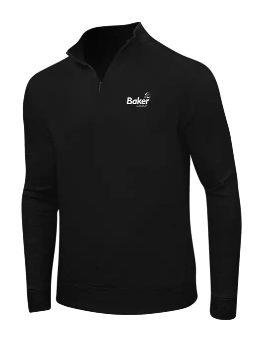 Deep Black/Charcoal Heather Interlock 1/4 Zip w/Baker Group Logo