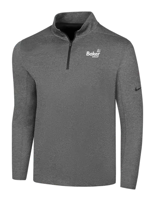 NIKE Dark Grey Heather Dry 1/2 Zip Cover-Up w/Baker Group Logo