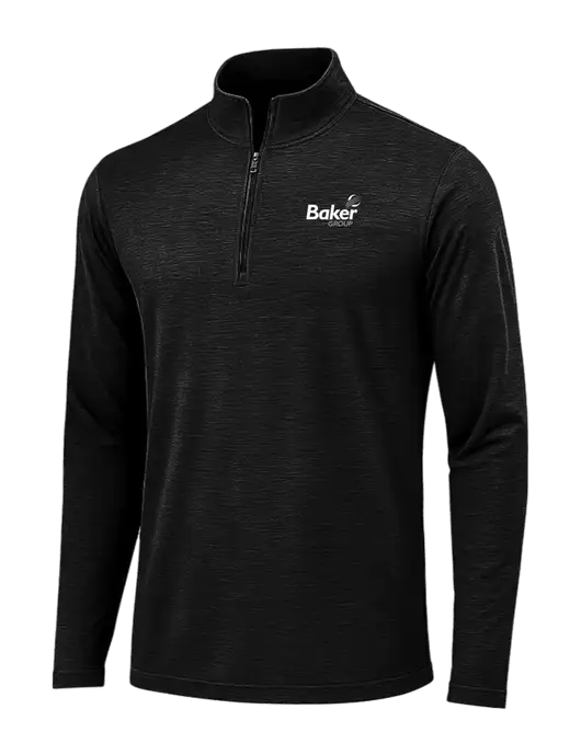 Black Triad Solid Posicharge Tri-Blend Wicking 1/4 Zip Pullover w/Baker Group Logo