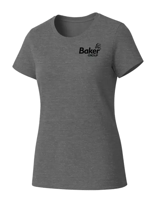 Womens Seriously Soft Grey Frost T-Shirt w/Baker Group Logo