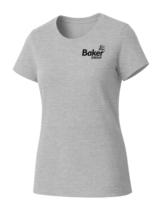 Womens Seriously Soft Light Heathered Grey T-Shirt w/Baker Group Logo