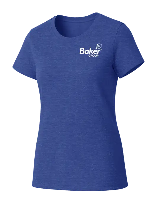 Womens Seriously Soft Royal Frost T-Shirt w/Baker Group Logo