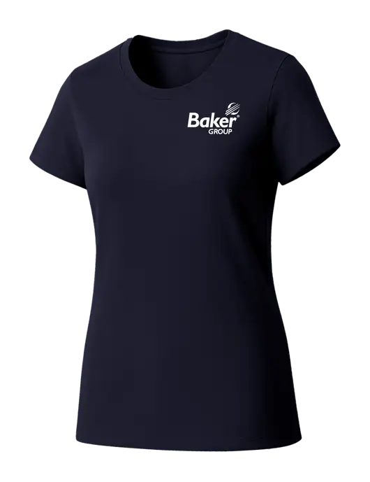 Womens Seriously Soft New Navy T-Shirt w/Baker Group Logo