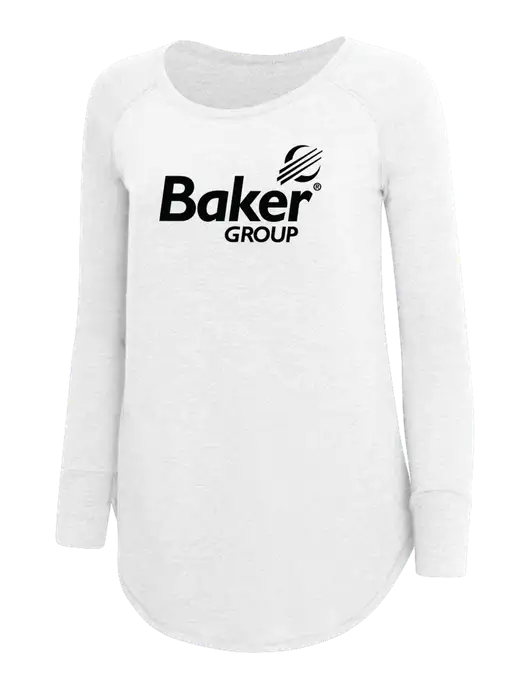 Womens Perfect Wide Collar Tunic Tri-Blend White 4.5 oz T-Shirt w/Baker Group Logo