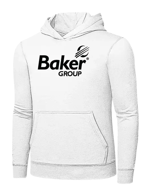 White 7.8 oz Ring Spun Hooded Sweatshirt w/Baker Group Logo