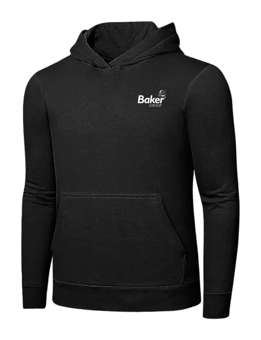 Jet Black 7.8 oz Ring Spun Hooded Sweatshirt w/Baker Group Logo