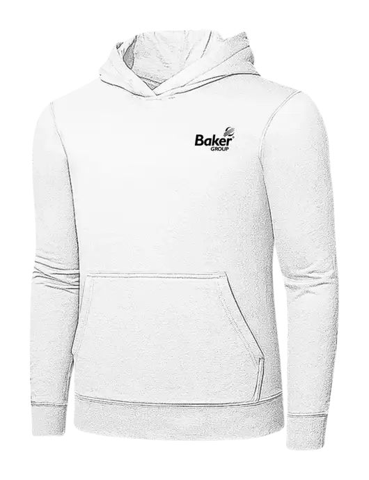 White 7.8 oz Ring Spun Hooded Sweatshirt w/Baker Group Logo