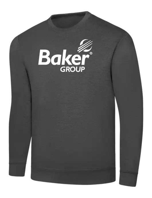 Charcoal 7.8 oz Ring Spun Crew Sweatshirt w/Baker Group Logo