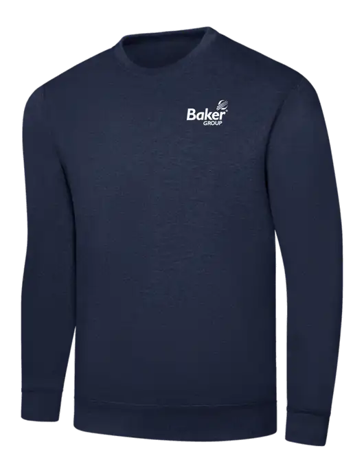 Navy 7.8 oz Ring Spun Crew Sweatshirt w/Baker Group Logo