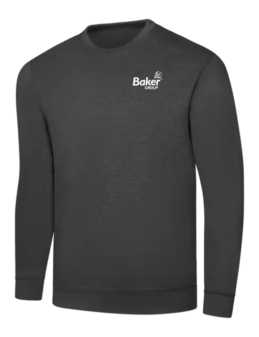 Dark Heather Grey 7.8 oz Ring Spun Crew Sweatshirt w/Baker Group Logo