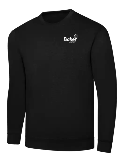 Black 7.8 oz Ring Spun Crew Sweatshirt w/Baker Group Logo