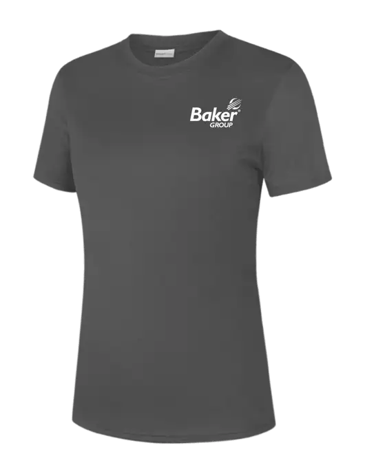 Womens Dark Grey PosiCharge Competitor Tee w/Baker Group Logo