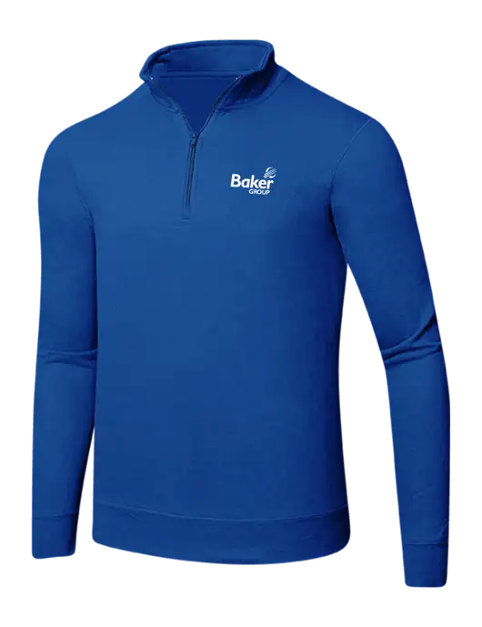 True Royal 8.5 oz Ring Spun 1/4 Zip Pullover Sweatshirt w/Baker Group Logo