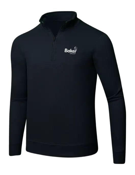 Jet Black 8.5 oz Ring Spun 1/4 Zip Pullover Sweatshirt w/Baker Group Logo