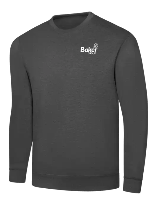 Charcoal 7.8 oz Ring Spun Crew Sweatshirt w/Baker Group Logo