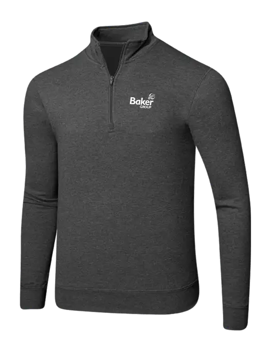 Dark Heather Grey 8.5 oz Ring Spun 1/4 Zip Pullover Sweatshirt w/Baker Group Logo