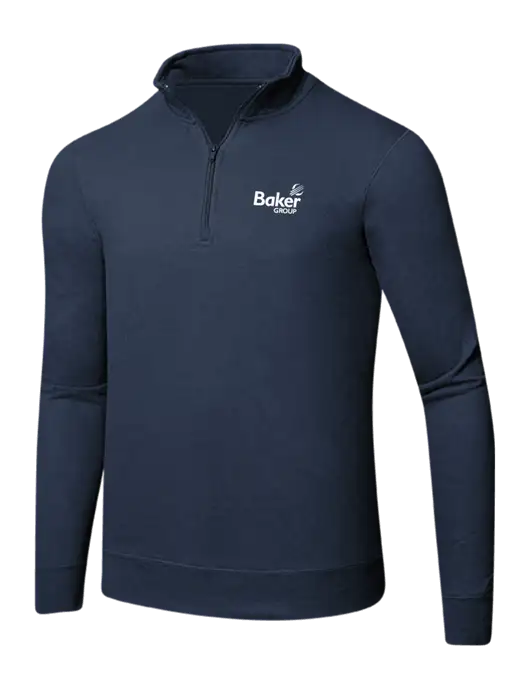 Team Navy 8.5 oz Ring Spun 1/4 Zip Pullover Sweatshirt w/Baker Group Logo