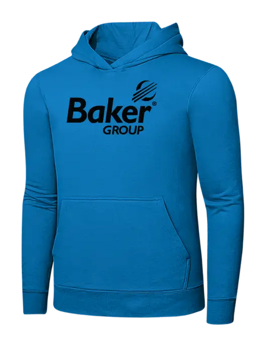 Medium Dark Sapphire 7.8 oz Ring Spun Hooded Sweatshirt w/Baker Group Logo
