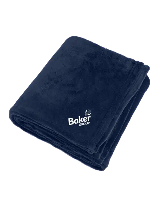 Oversized Deep Navy Ultra Plush Blanket w/Baker Group Logo