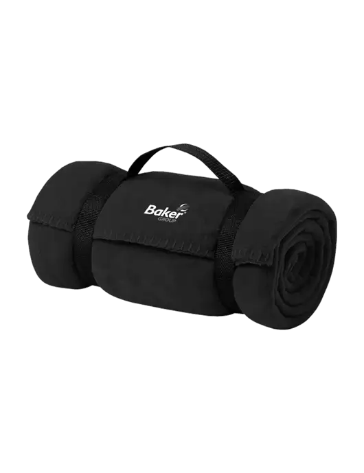 Casual Black Fleece Blanket With Strap w/Baker Group Logo