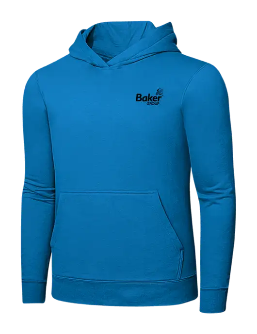 Medium Dark Sapphire 7.8 oz Ring Spun Hooded Sweatshirt w/Baker Group Logo