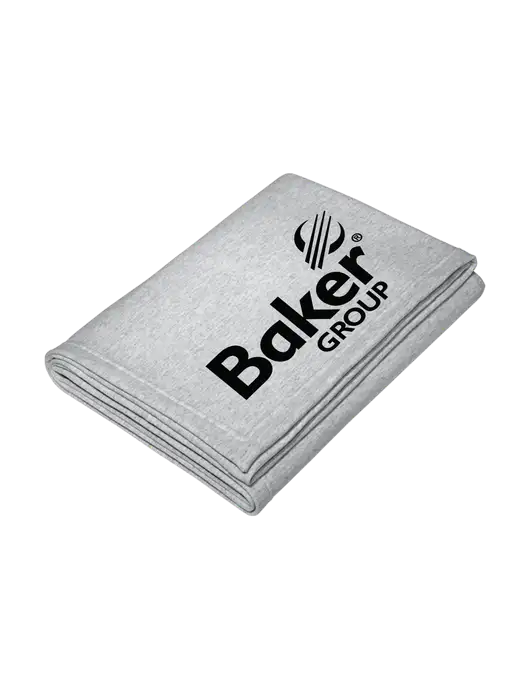 Core Light Grey Heather Fleece Sweatshirt Blanket w/Baker Group Logo