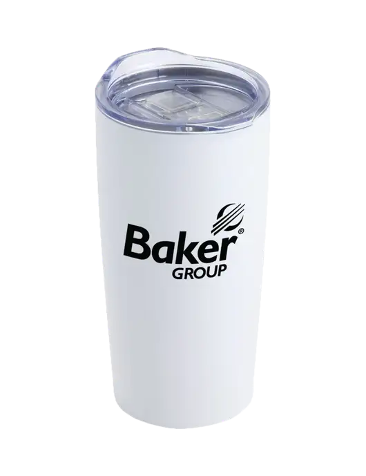 Society White 20 oz Insulated Tumbler w/Baker Group Logo
