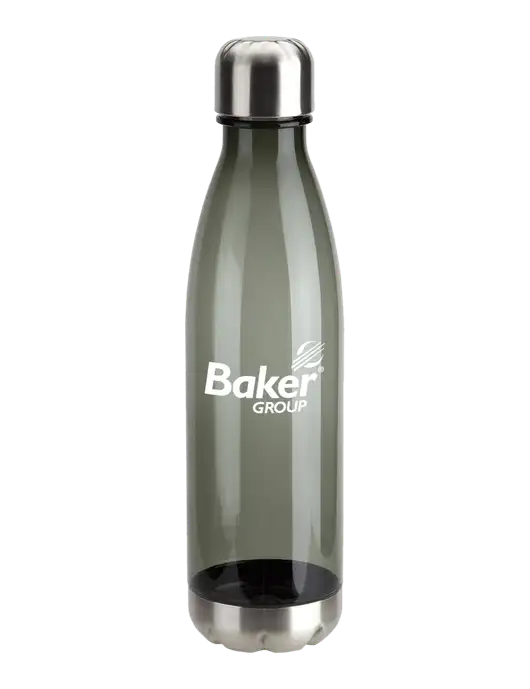 Bayside Tritan Smoke 25 oz Bottle with Stainless Base and Cap w/Baker Group Logo