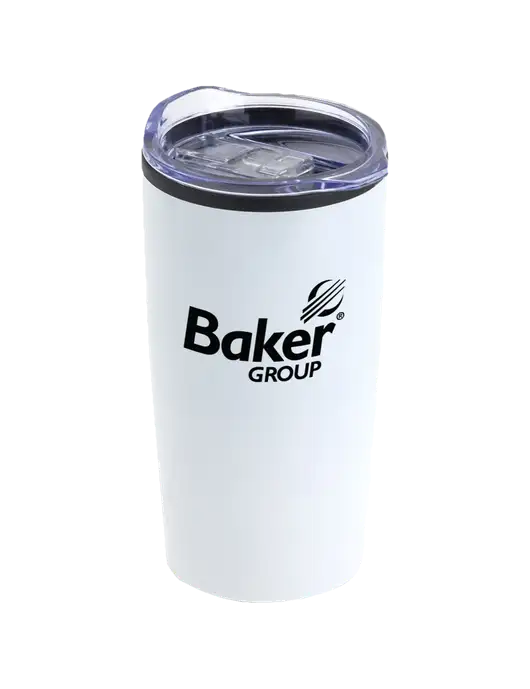Olympus White 20 oz Tumbler w/Baker Group Logo