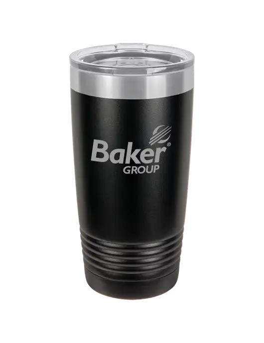 Polar Camel 20 oz Powder Coated Black Vacuum Insulated Tumbler w/Baker Group Logo
