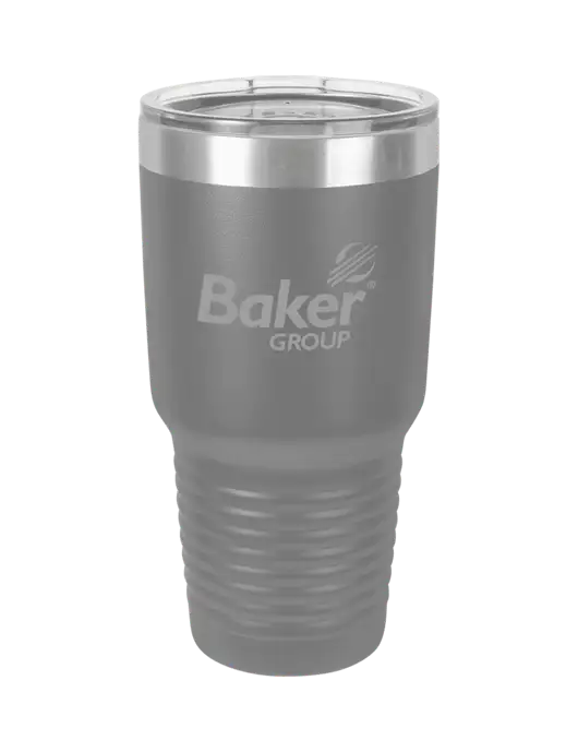 Polar Camel 30 oz Powder Coated Grey Vacuum Insulated Tumbler w/Baker Group Logo