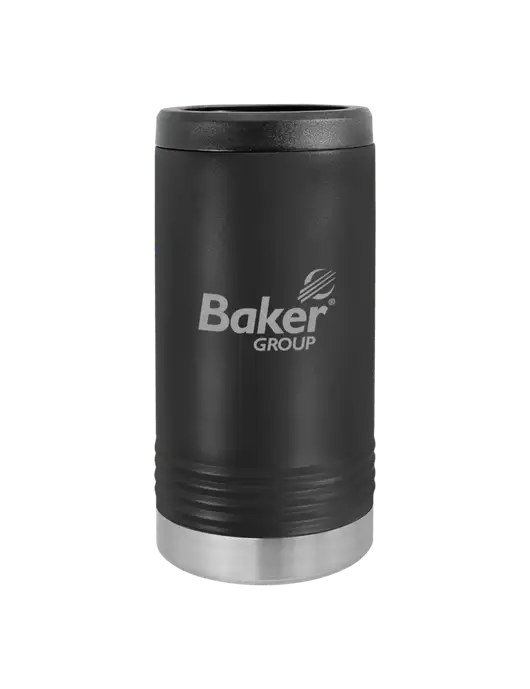 Polar Camel Powder Coated Black Vacuum Insulated Slim Beverage Holder w/Baker Group Logo
