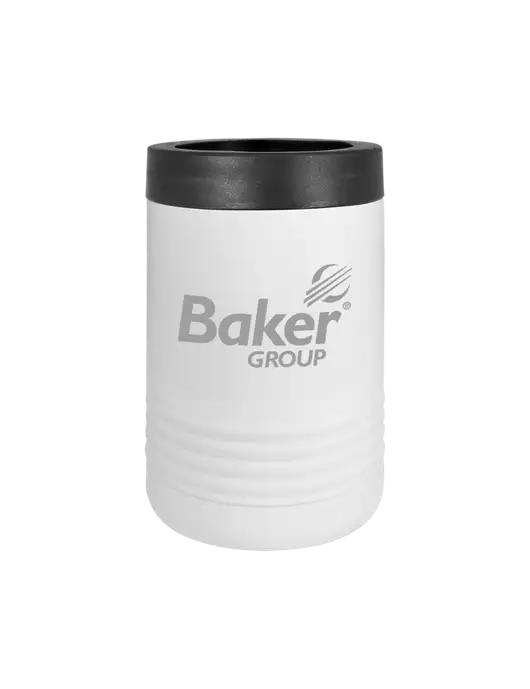 Polar Camel 12 oz Powder Coated White Vacuum Insulated Beverage Holder w/Baker Group Logo