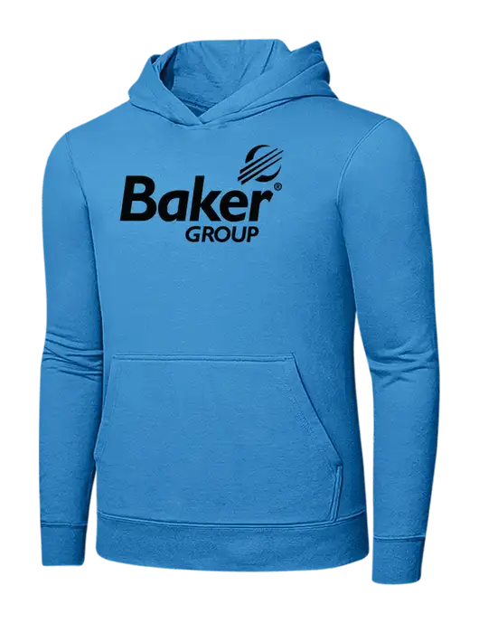 Light Aqua Blue 7.8 oz Ring Spun Hooded Sweatshirt w/Baker Group Logo