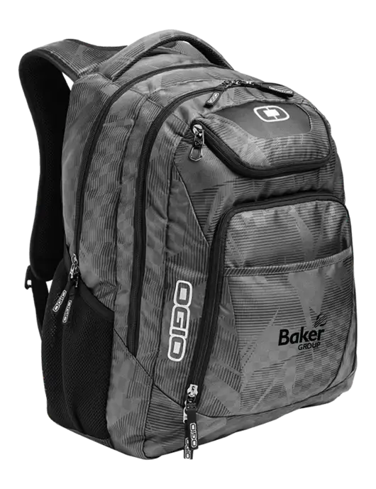 OGIO Race Day Silver Excelsior Laptop Backpack w/Baker Group Logo