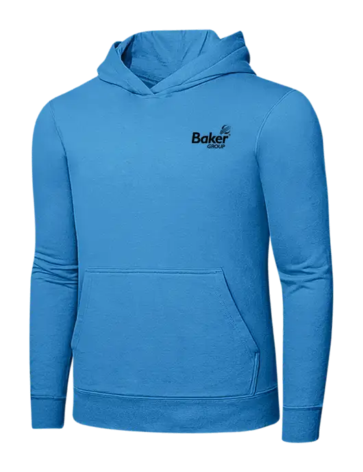 Light Aqua Blue 7.8 oz Ring Spun Hooded Sweatshirt w/Baker Group Logo