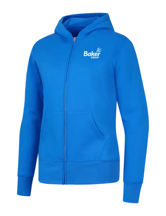 Royal Womens Core Fleece Full-Zip Hooded Sweatshirt w/Baker Group Logo