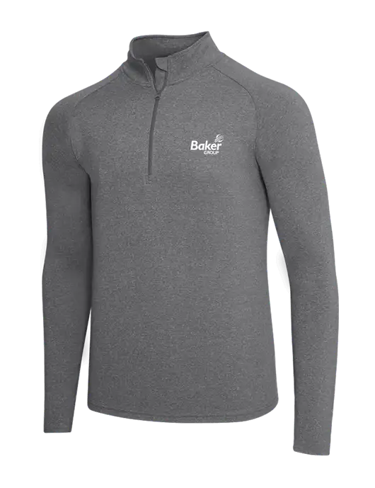 Dark Grey Heather Sport Wick Stretch 1/4 Zip Pullover w/Baker Group Logo